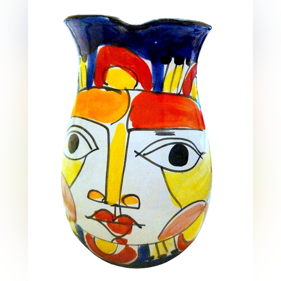 Pier 1 Imports Italian Pitcher La Musa Sunface 1970s 9.5